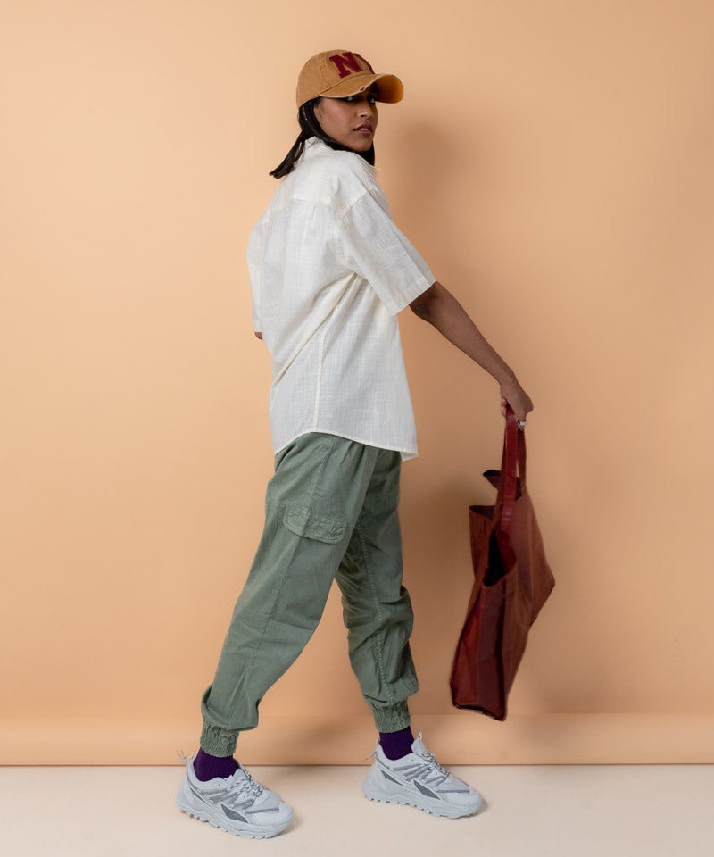 Off White half sleeves - Oversized Shirt