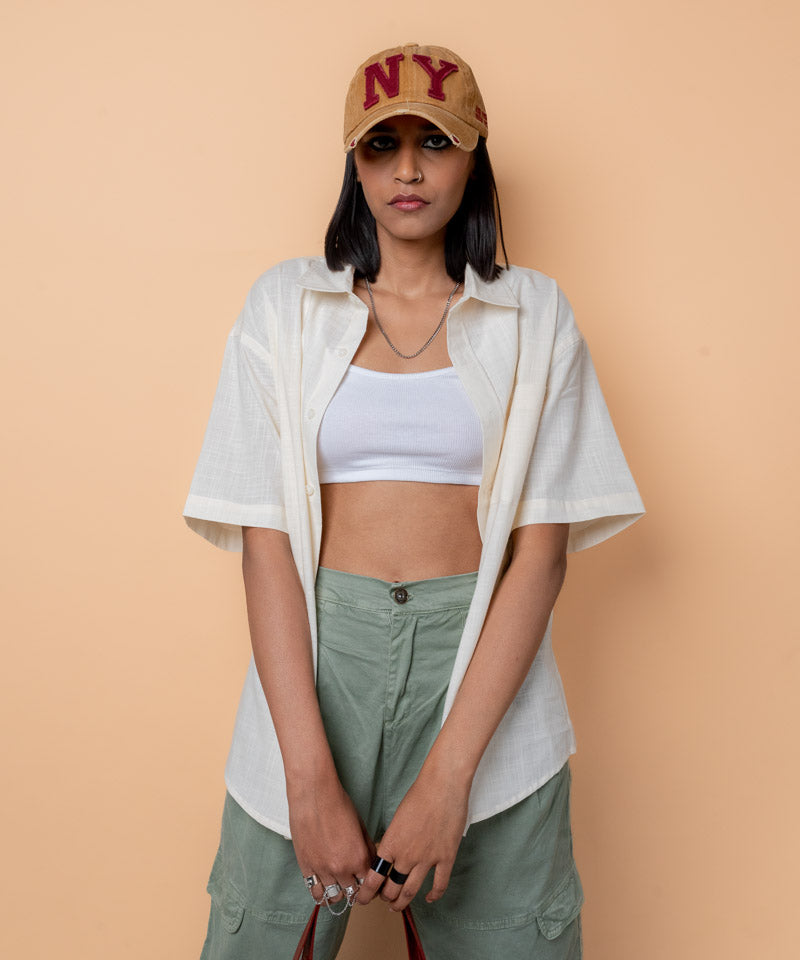 Off White half sleeves - Oversized Shirt