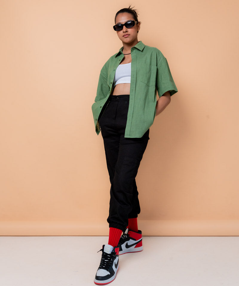Pastel green half sleeves - Oversized Shirt