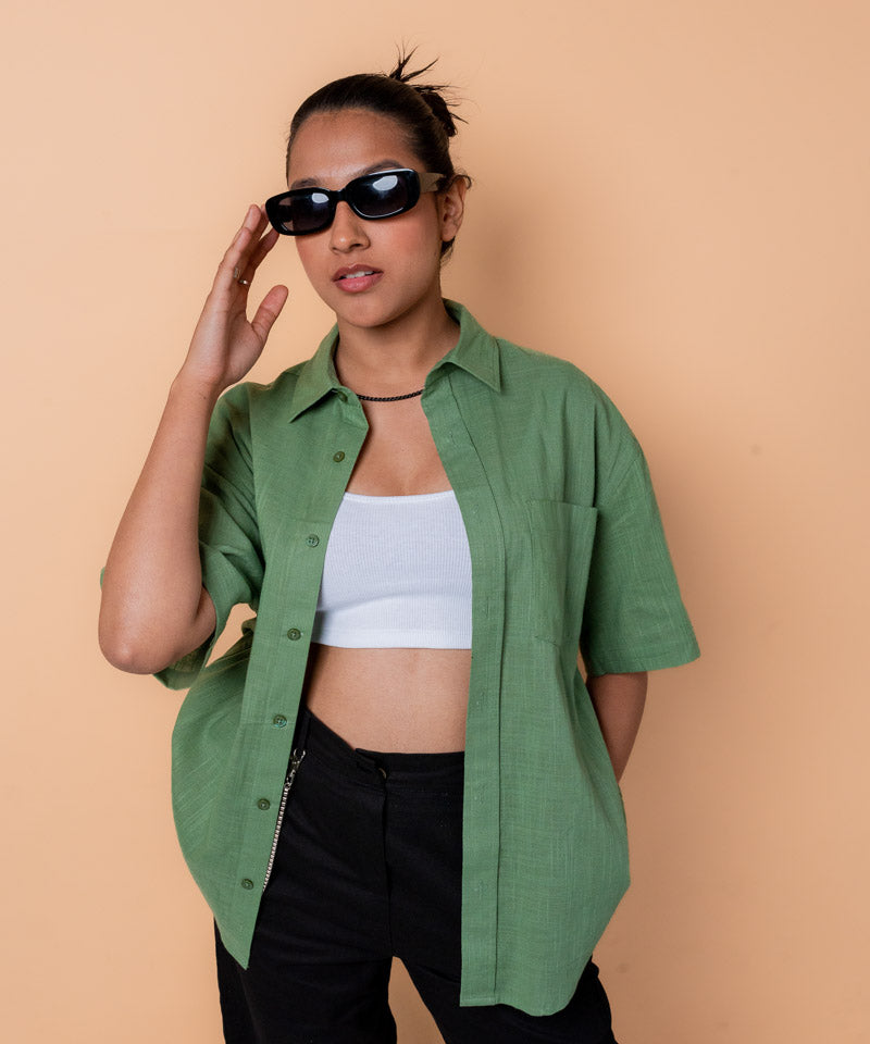 Pastel green half sleeves - Oversized Shirt