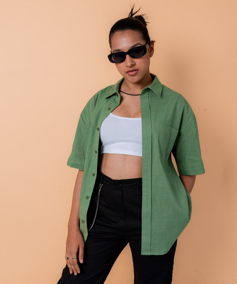 Pastel green half sleeves - Oversized Shirt