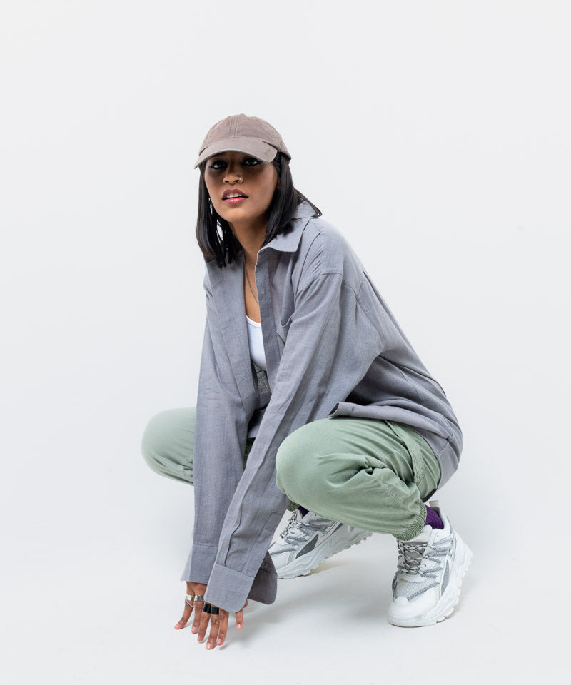 Dolphin gray full sleeves - Oversized Shirt