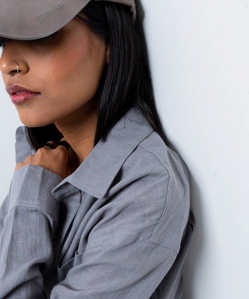 Dolphin gray full sleeves - Oversized Shirt