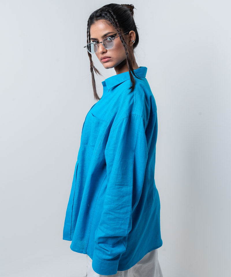 Azure blue full sleeves - Oversized Shirt