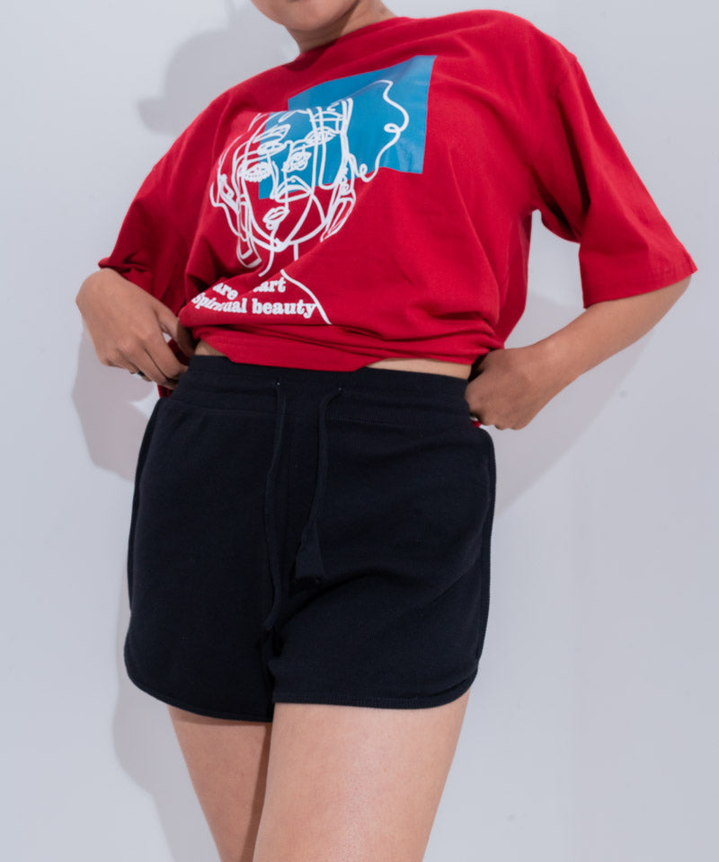 Ribbed High Rise Shorts
