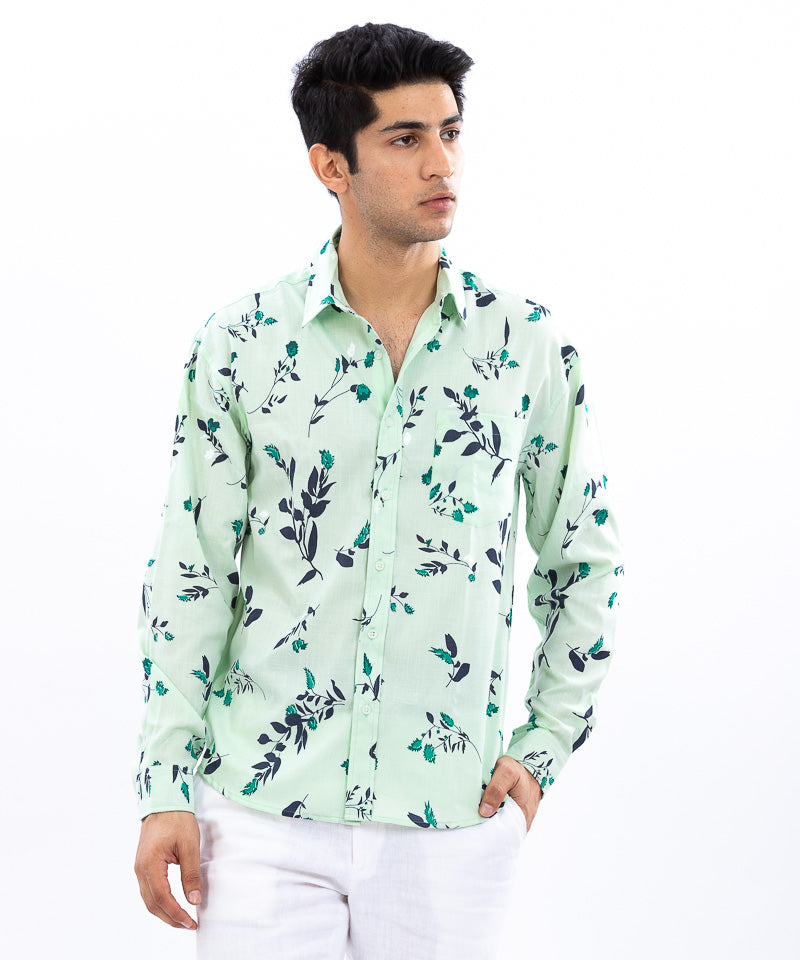 Mint Green Floral - Oversized Shirt