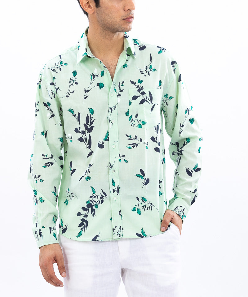 Mint Green Floral - Oversized Shirt