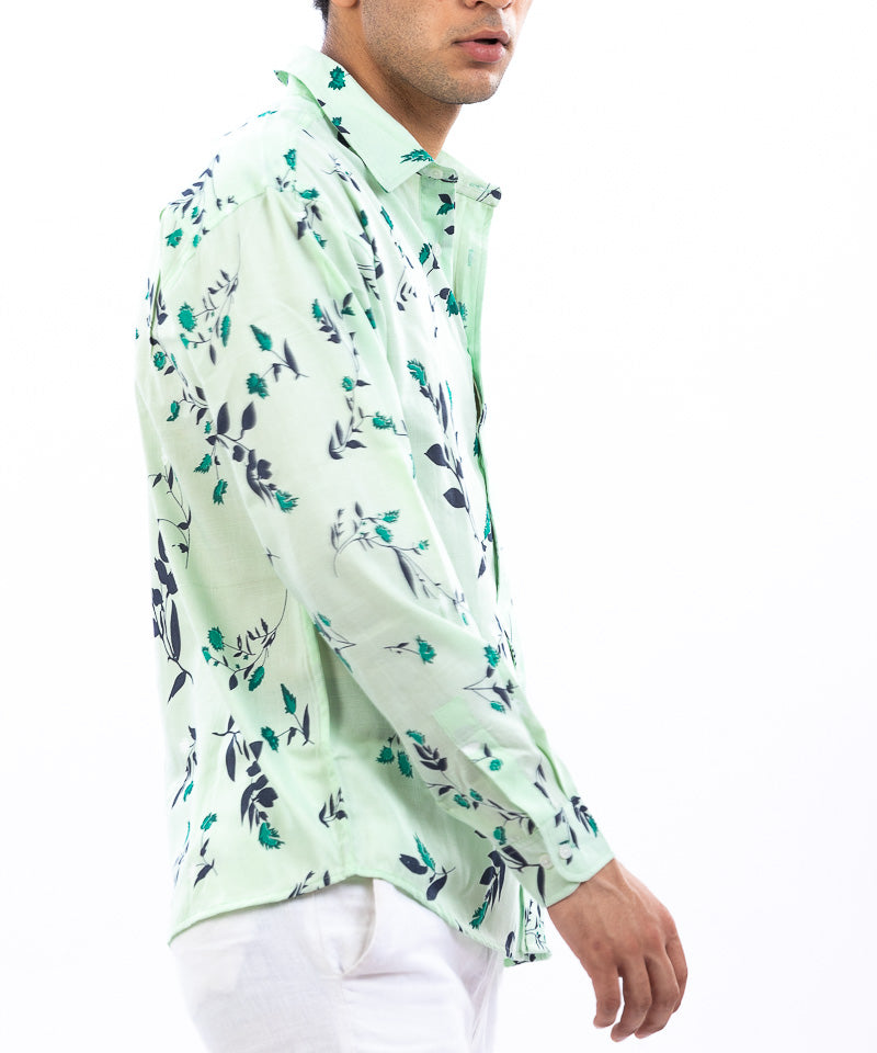 Mint Green Floral - Oversized Shirt