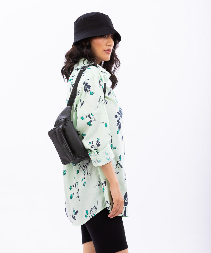 Mint Green Floral - Oversized Shirt