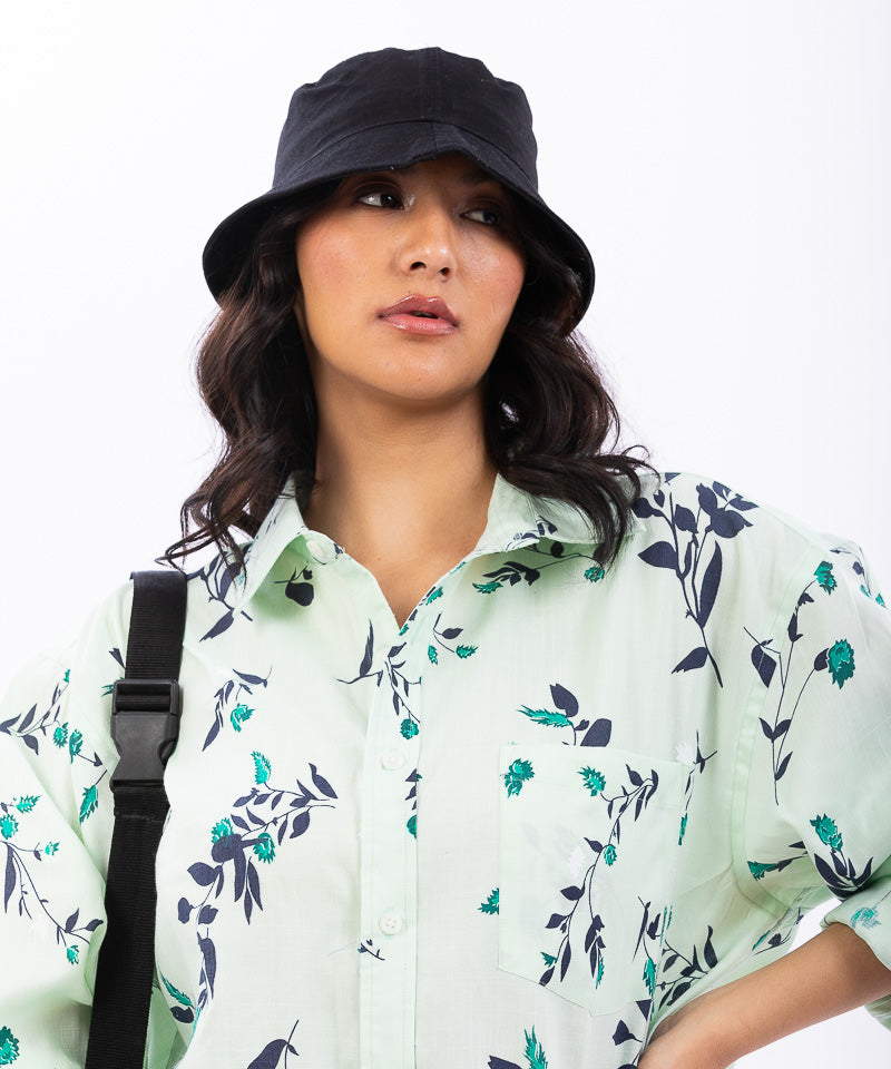 Mint Green Floral - Oversized Shirt