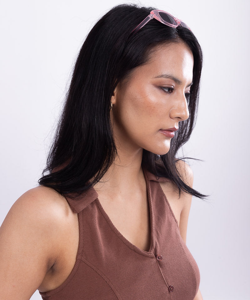 Ribbed Collared HalterNeck Cropped Top