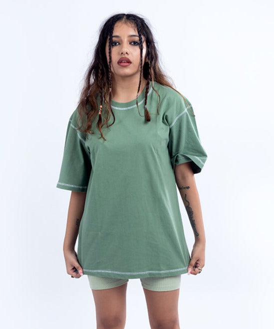 Dark pastel green - Inside-Out Oversized T-shirt