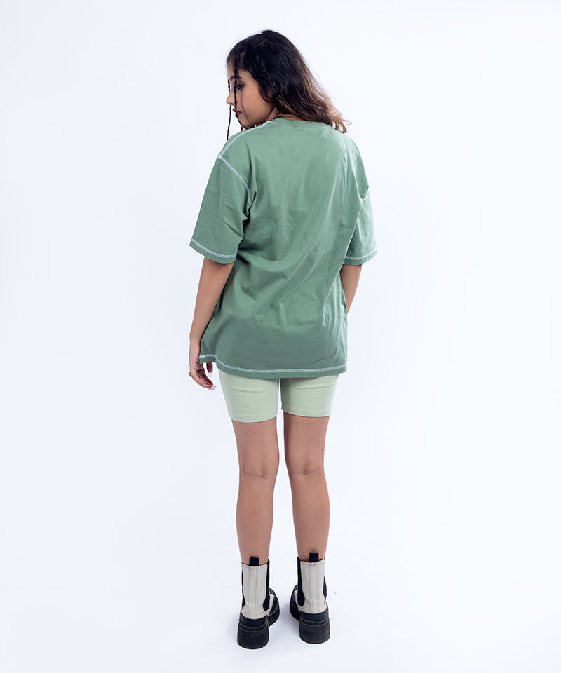 Dark pastel green - Inside-Out Oversized T-shirt
