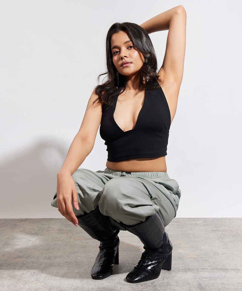 Ribbed Criss Cross Halter Top