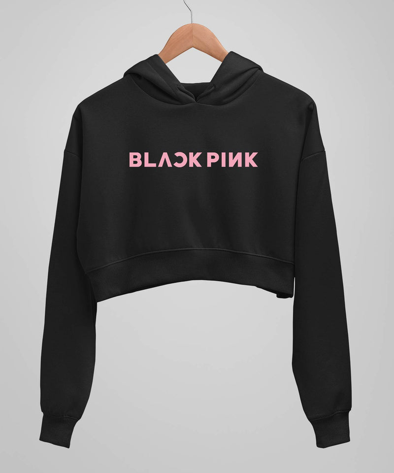 Black Pink - Crop Hooded Sweatshirt - TheBTclub