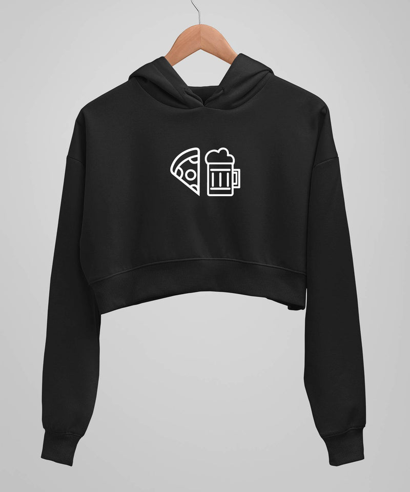 Pizza beer - Crop Hooded Sweatshirt - TheBTclub