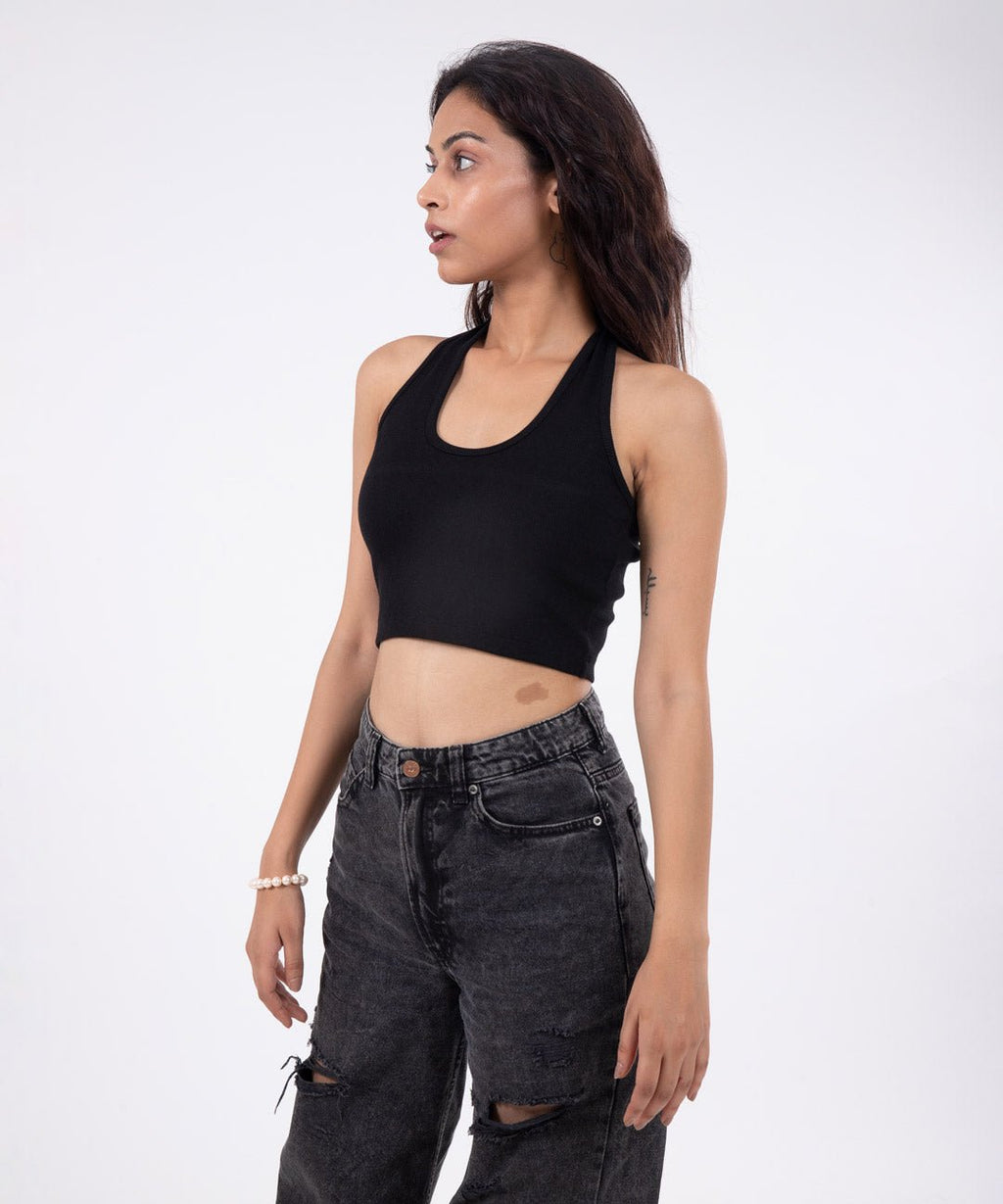 Halter Neck Ribbed Crop Top – rebalious