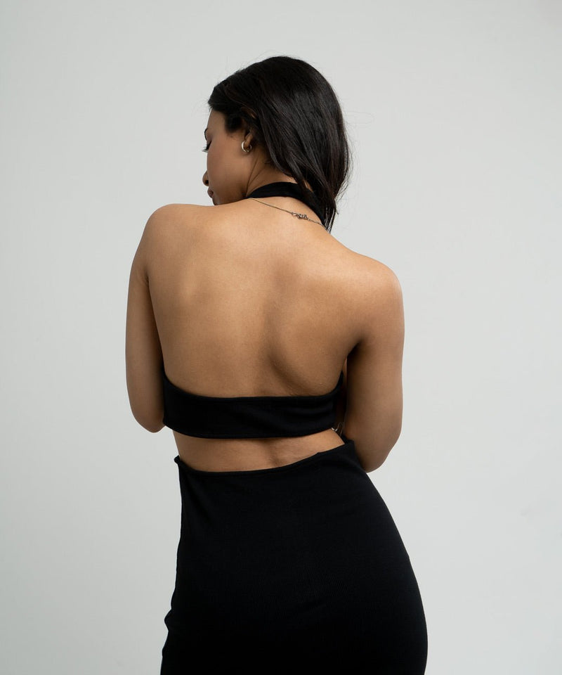 Halter neck dress clearance back