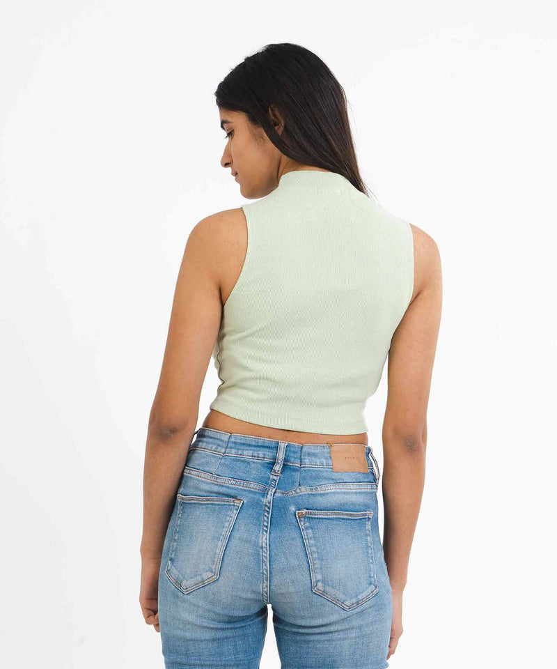 Ribbed high neck top - Pastel green - TheBTclub