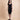 Ribbed Narrow Shoulder Drawstring Dress - Black - TheBTclub