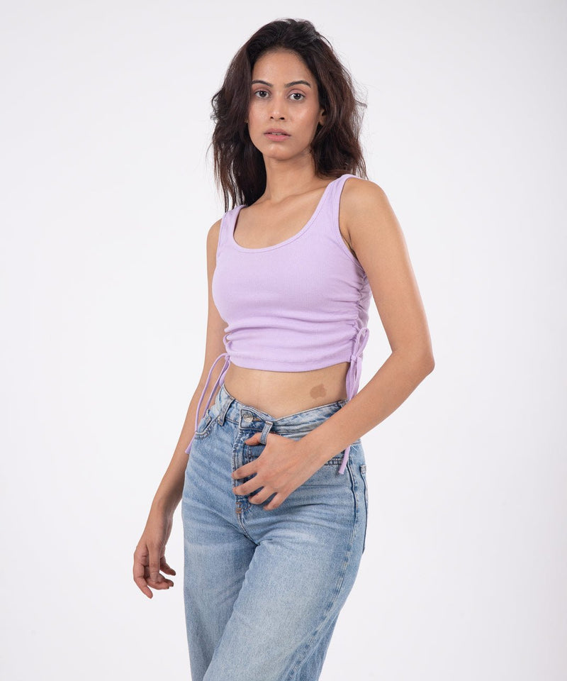 Ribbed String Crop Top - Lilac - TheBTclub