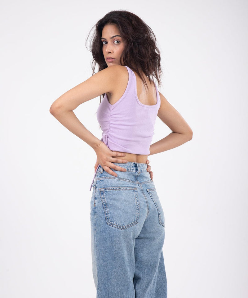 Ribbed String Crop Top - Lilac - TheBTclub