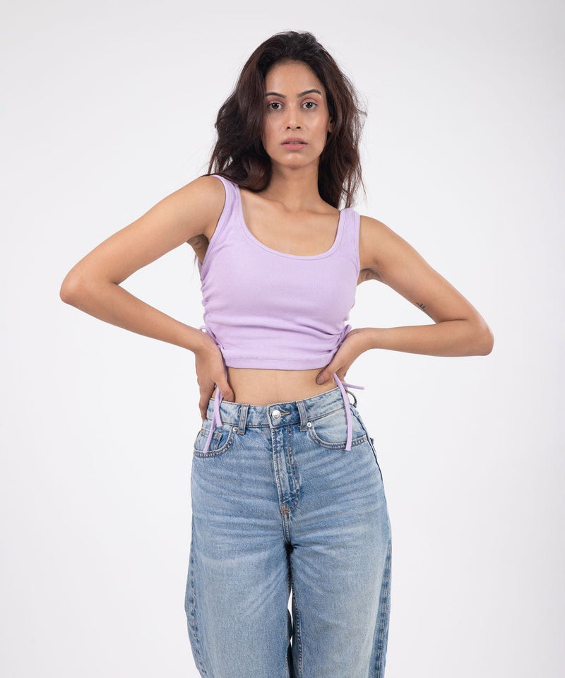 Ribbed String Crop Top - Lilac - TheBTclub