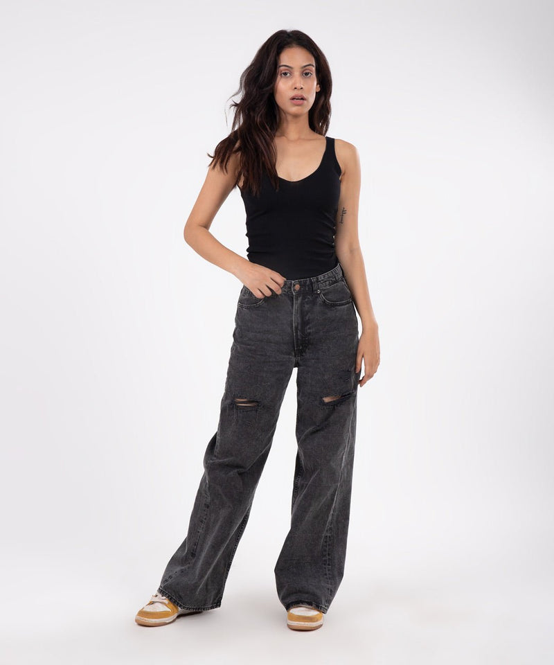 Ribbed V-Neck Sleeveless Top