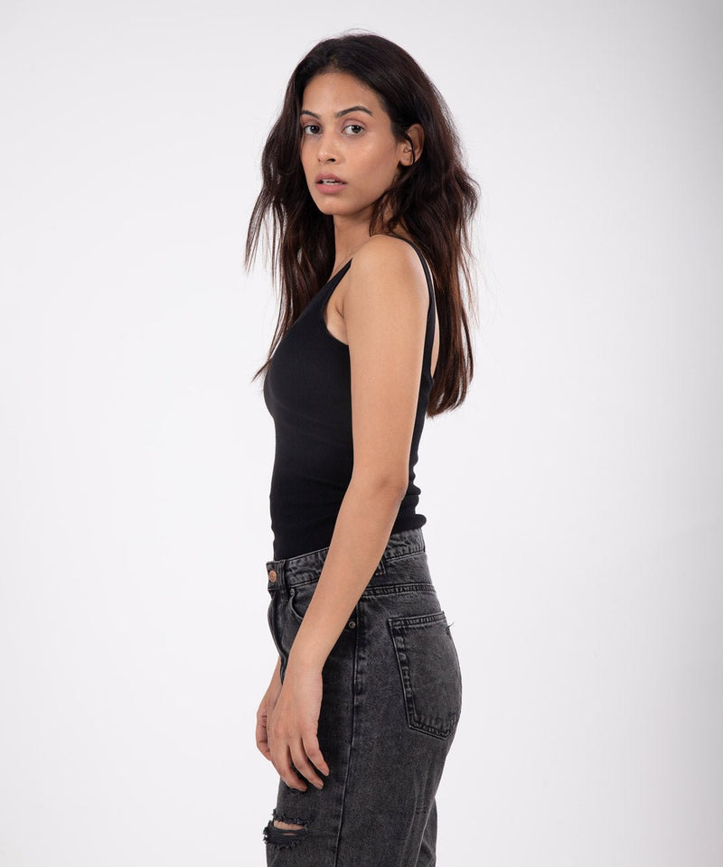 Ribbed V-Neck Sleeveless Top